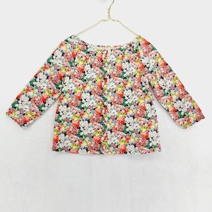 Gap Kids Colorful Floral Long Sleeve Girls 100% Cotton Shirt Blouse P4494